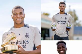 Vinicius, Jude Bellingham and Kylian Mbappé receive their 𝐔𝐂𝐋 𝐀𝐰𝐚𝐫𝐝𝐬