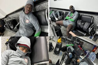 Photos of Super Eagles Players held hostage at Libyan airport